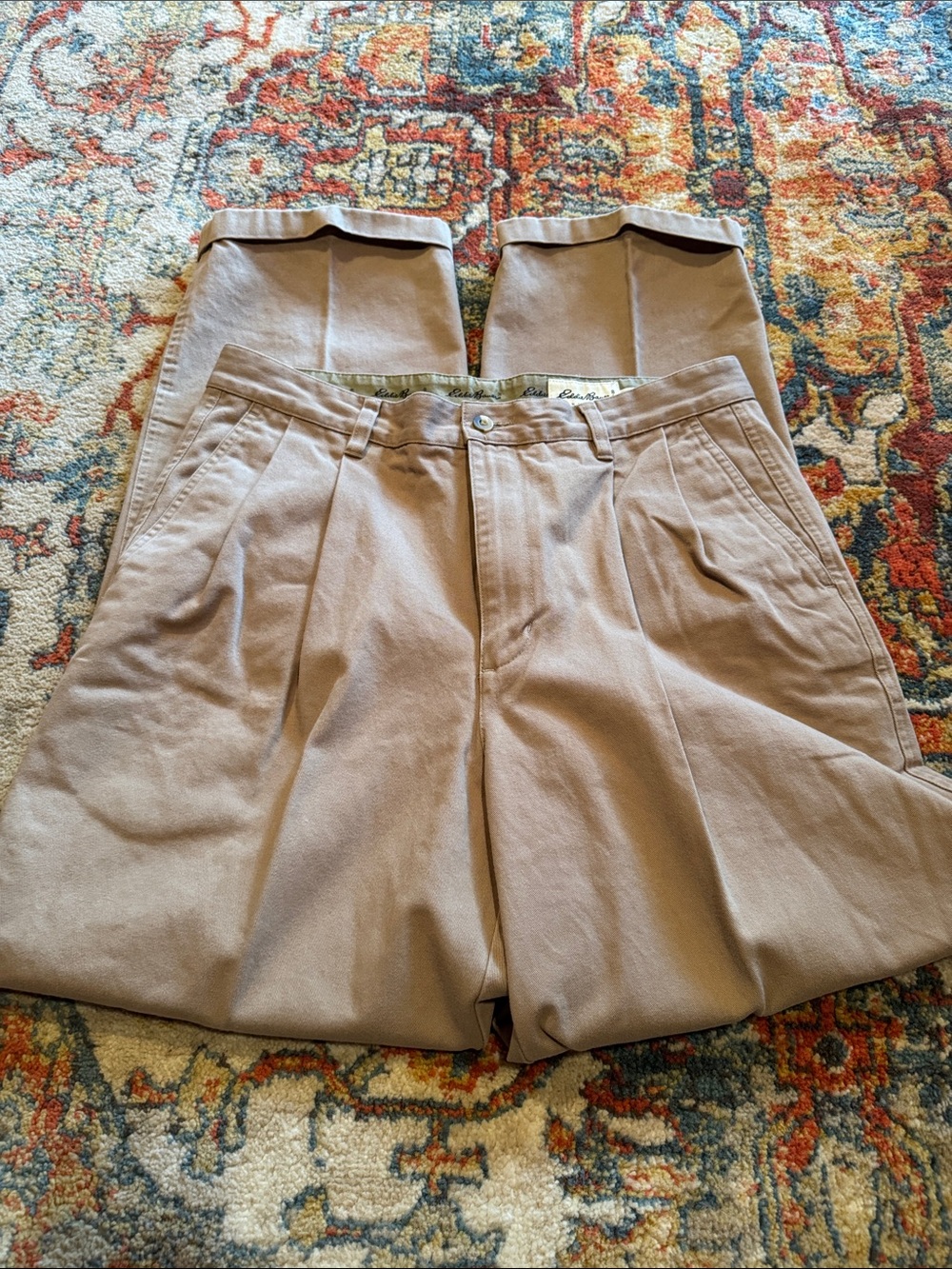 Men's Eddie Bauer Pleated Khaki Chino Pants - Tan